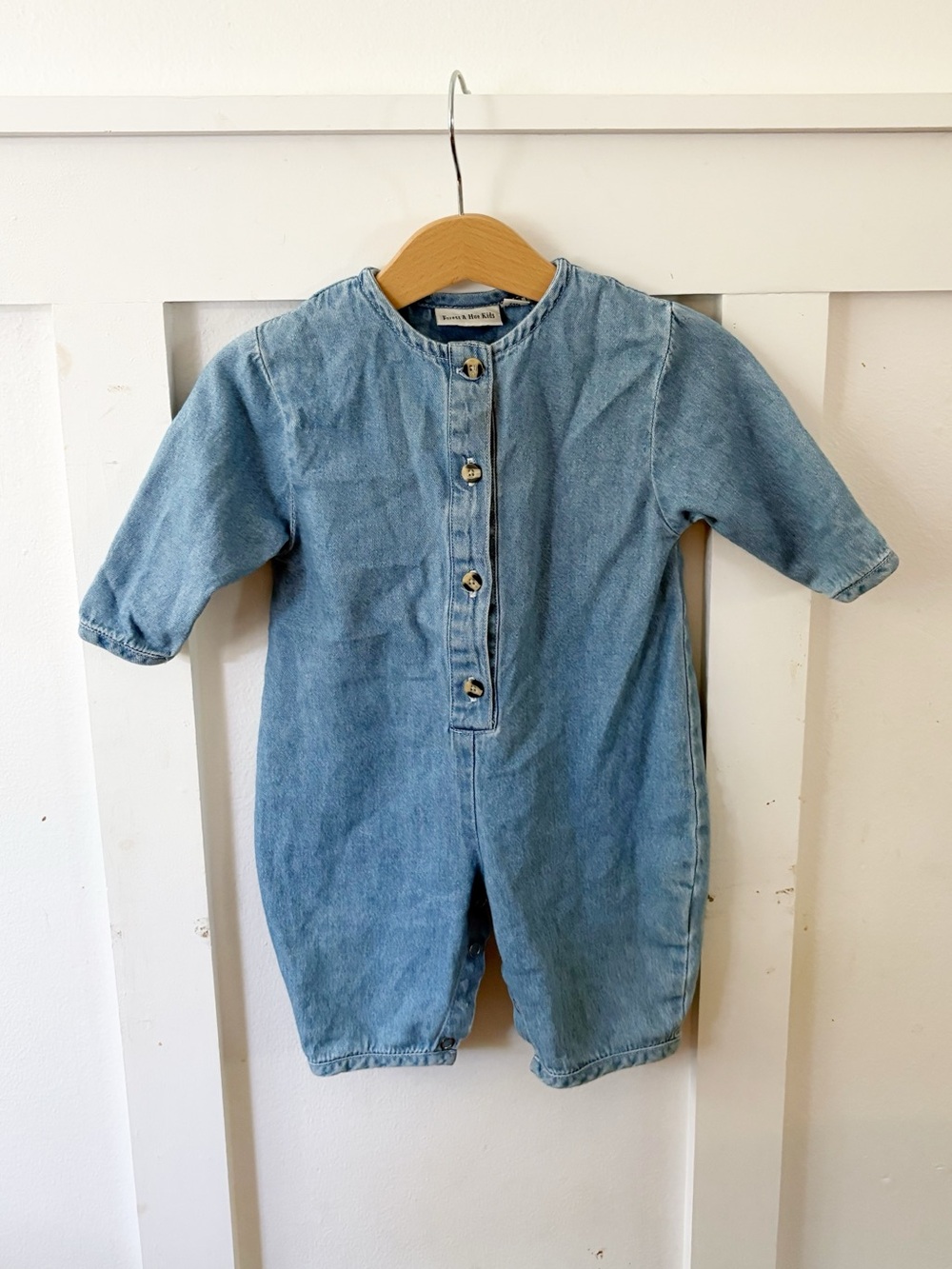 Vintage Forest & Hue baby denim jumper romper size 6 months
